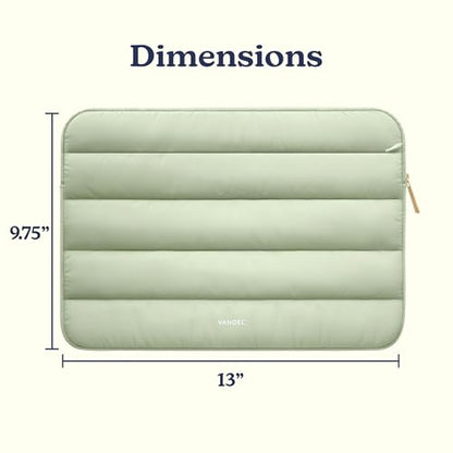Vandel Puffy Laptop Sleeve Case for 13-14 inch Laptop Sleeve Bag Case 13.3 Inch with Zipper Pocket, Compatible with MacBook Air 13, Pro 14/13 iPad Pro 12.9, HP Dell ASUS, Computer Bag Cover - color: Sage
