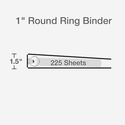 Cardinal 3 Ring Binders, Binders for School and Office, Durable 1 Inch, Round Rings, Holds 225 Sheets, ClearVue Presentation View, Non-Stick, Two-Tone Pastel Interiors, 4 Pack (1002479)