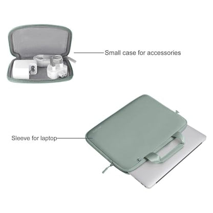 MOSISO Laptop Case 13.3 inch, 13-13.3 inch Laptop Sleeve Bag Compatible with MacBook Air/Pro 13 / Pro 14, HP Dell ASUS, Neoprene Carrying Computer Bag with Handle&Detachable Small Case, Antique Green - color: Antique Green, size: 13.3 inch