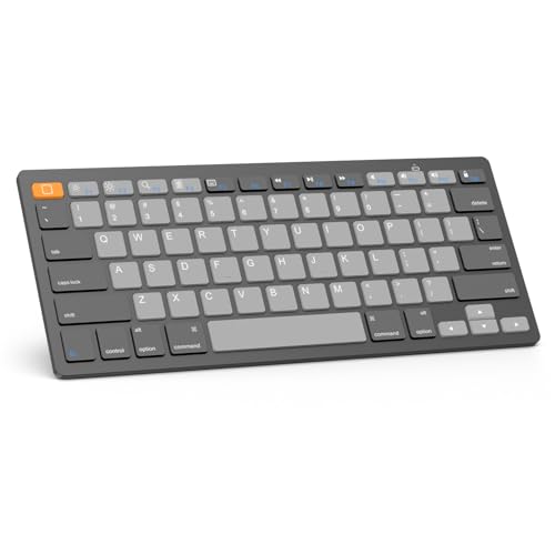 OMOTON Ultra-Slim Bluetooth Keyboard for iPad 11th/10th/9th/8th/7th, iPad Pro/Air/Mini and iPhone Series, Wireless iOS Keyboard with 12 Multimedia Keys for Office, School, Orange & Gray & Deep Gray - color: Orange & Gray & Deep Gray