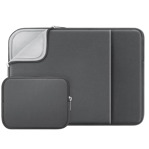 RAINYEAR 14 Inch Laptop Sleeve Protective Case Soft Fluffy Lining Cover Carrying Bag with Front Pocket & Accessories Pouch, Compatible with 14" Notebook Computer Chromebook (Gray, Upgraded Version) - color: Gray(Upgraded Version), size: 14"