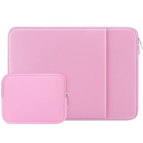 RAINYEAR 15.6 Inch Laptop Sleeve Case with Front Pocket & Accessories Pouch, Protective Portable Soft Case Padded Cover Compatible with 15.6" Notebook Computer Chromebook (Pink) - color: Pink, size: 15.6"