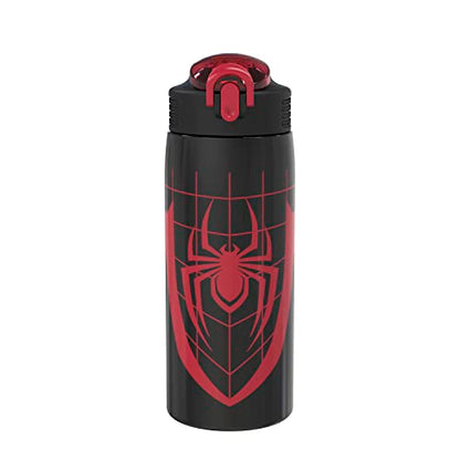 Zak Designs Marvel Spider-Man Water Bottle for Travel and At Home, 19 oz Vacuum Insulated Stainless Steel with Locking Spout Cover, Built-In Carrying Loop, Leak-Proof Design (Miles Morales) - color: Marvel Spider-Man