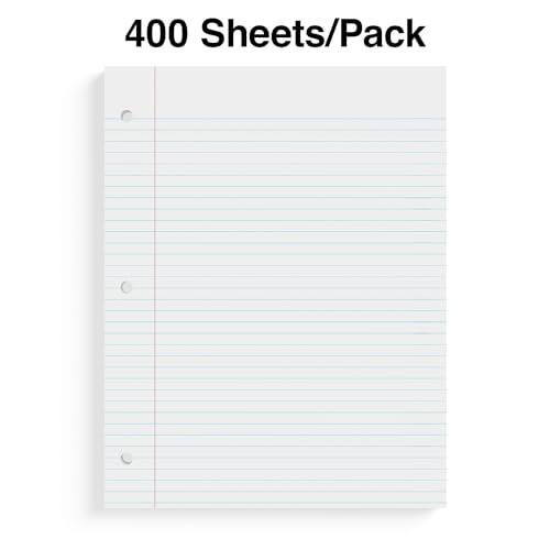 STAPLES College Ruled Filler Paper, 8.5” x 11”, White, 400‑Sheet Pack - size: 8.5'' x 11'', style: 400 Sheets