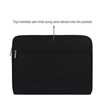 Arvok 13 13.3 14 Inch Water-Resistant Canvas Fabric Laptop Sleeve with Handle&Zipper Pocket/Notebook Computer Case/Ultrabook Carrying Bag for HP/Dell/Lenovo/A sus/Acer/Samsung, Black - color: Black, size: 13.3 inch