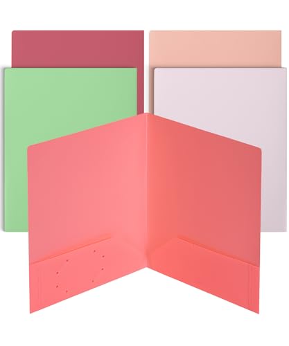 Mr. Pen- Plastic Folders with Pockets, 5 pcs | Aesthetic File Folder with Business Card Slot, 2-Pocket Folder, Back to School, Office, Filing Supplies - color: Rose Garden, size: 5 Pack