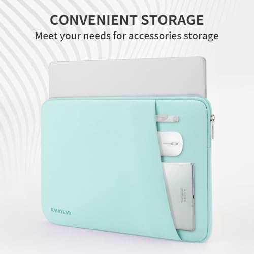 RAINYEAR Laptop Sleeve Case with Front Pocket, 13.3 Inch Protective Portable Case Briefcase Laptop Carrying Bag Compatible with 13.3-14 Inch Laptop PC, 14 Inch MacBook Pro M5 M4 M3 M2 M1, Mint Green - color: Mint Green, size: 13.3-14 inch