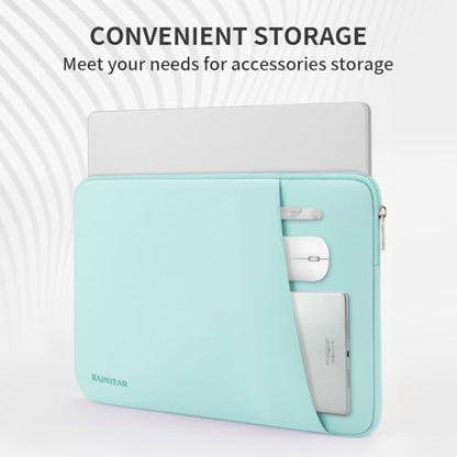 RAINYEAR Laptop Sleeve Case with Front Pocket, 13.3 Inch Protective Portable Case Briefcase Laptop Carrying Bag Compatible with 13.3-14 Inch Laptop PC, 14 Inch MacBook Pro M5 M4 M3 M2 M1, Mint Green - color: Mint Green, size: 13.3-14 inch