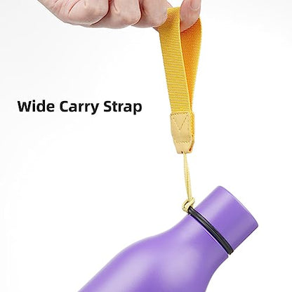 Konokyo Insulated Water Bottle with Strap,18 oz Double Wall Stainless Steel Vacuum Bottles Metal Water Flask,Purple - color: Purple, size: 18 Ounces