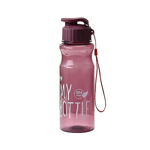 FlekmanArt 1 Pieces Plastic Water Bottles for Adults Bulk 17 oz Sport Drink Bottles with Handle Strap Lightweight Leakproof Drink Flip Top Cups for Party Outdoor (Bright Color,Bright Style) - color: Dark Purple