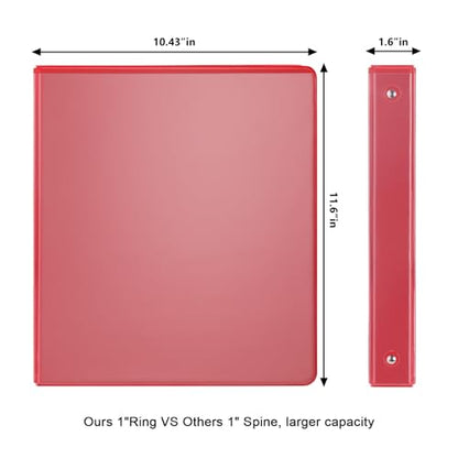 COMIX 3 Ring Binder 1 inch with Clear View Cover, 1" View Binder Holds 200 Sheets of US Letter Size Paper, 6 Pack (Red) - color: Red, size: 1 inch, style: 6-Pack