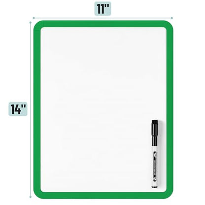 Mr. Pen- Dry Erase Board, 14” x 11” with a Black Dry Erase Marker | Green Frame, Small Mini White Board for Students, Fridge, Wall, Locker, Includes Double Sided Tapes - color: Green 2