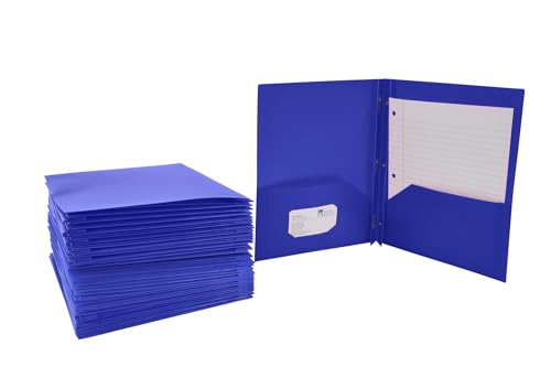 School Smart 2-Pocket Poly Folders with Fasteners, Blue, Pack of 25 - color: Blue, style: Fasteners