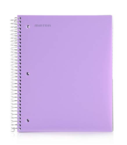 Mintra Office Durable Spiral Notebooks, 5 Subject (Lavender, Wide Ruled 1pk) - color: Lavender, size: Wide Ruled 1pk