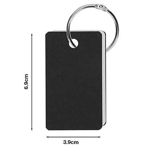Mini Blank Flash Cards with Binder Rings Kraft Paper Blank Index Cards 4x6 with Punched Holes Easy Flip Flash Card White Study Note Cards Unruled Memo Scratch Pads Small DIY Greeting Cards 5 Pack - color: Black