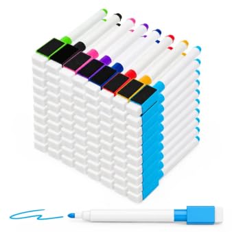 OWLKELA 240 Pcs Magnetic Dry Erase Markers with Eraser Cap, Fine Tip Whiteboard Markers with Eraser, Low Odor Dry Erase Marker Set for School Office Home, 8 Color - size: 1 Count (Pack of 240)