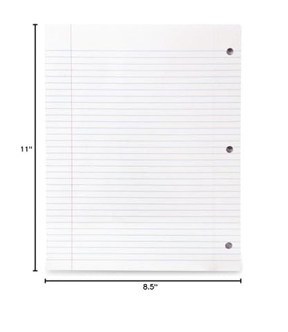 Mintra Office Filler Paper (College Ruled, 600 Sheets (6pks of 100)) - for 3-Ring Binder, Notepaper, Loose leaf filler paper, punched, bulk pack - color: College Ruled, size: 600 Sheets (6pks of 100)