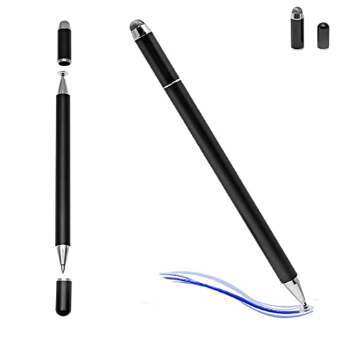 Stylus Pens for iPad, Luntak 3 in 1 Ballpoint Pen, Fiber Tip & Clear Disc Capacitive Stylus iPad Pencil for Apple iPhone/iPad Pro/Mini/Air/Android/Microsoft/Surface All Capacitive TouchScreen (1 Pack) - color: Black2