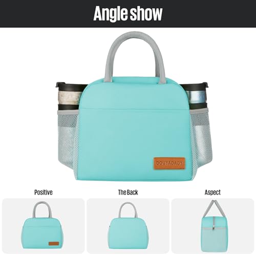 douyadady Lunch Bag&Box Women/Men Insulated&Reusable | Spacious Lightweight Waterproof Sturdy Durable Great Value For Office Work School Picnic Travel - color: Cyan