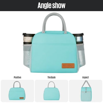 douyadady Lunch Bag&Box Women/Men Insulated&Reusable | Spacious Lightweight Waterproof Sturdy Durable Great Value For Office Work School Picnic Travel - color: Cyan
