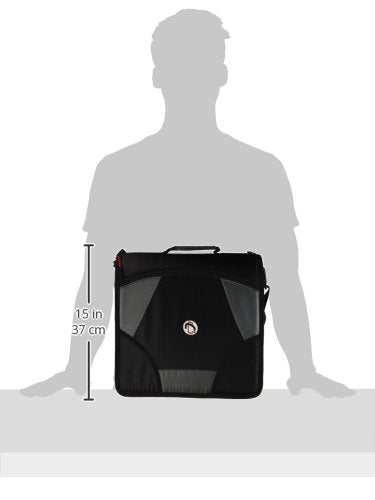Case-it School Zipper Binder | 4-Inch D-Rings | 800-Sheet | D-186 Black | King Sized Zip Tab, 5-Subject Expanding File Folder, Multiple Pockets, Storage Organizer, Shoulder Strap, Office