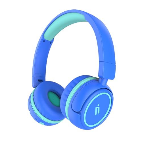 B2 Kids Bluetooth Headphones, 85/94dB Safe Volume Limited, 80H Playtime,Bluetooth 5.2, USB C, Kids Headphones Wireless for Travel Pad Tablet (Blue) - color: Blue