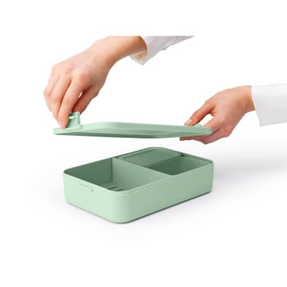 Brabantia Make & Take Bento Lunch Box (Jade Green) 2 Compartments & Lidded Pot, Lift-Out Tray Divider, BPA-Free, Airtight Snap Locks, Microwave & Freezer Safe, Travel Meal Prep Container, 68oz - color: Jade Green, style: Bento Lunch Box