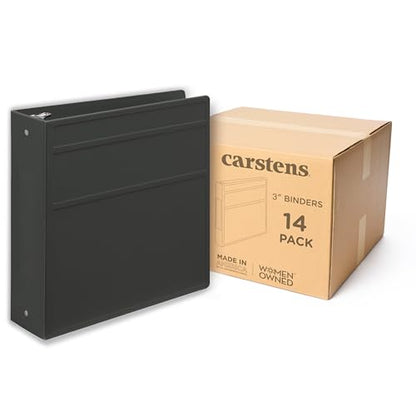 Carstens 3-Inch Heavy Duty 3-Ring Binder - Side Opening, Charcoal Gray, Durable Plastic, Precision No-Gap Rings, Waterproof Cover, No Pockets, Holds 400 Letter Sheets, BPA-Free, Made in USA (1739-3R) - color: Charcoal Gray, size: Case of 14
