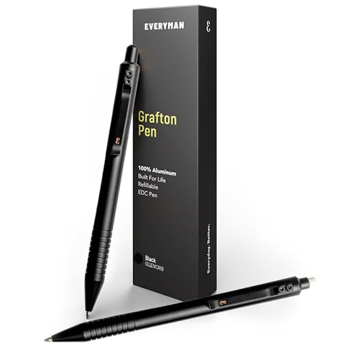 Everyman Black Grafton Pen and Pencil Set | Premium EDC Metal Gel Ink Pen + Mechanical Pencil | Refillable Executive Writing Tools for Office, Business, Men’s Gift & Daily Use - color: Black, style: Pen and Pencil Set