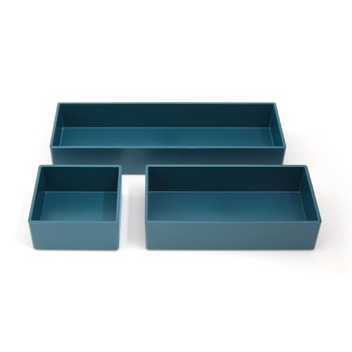 TRU RED Plastic Drawer Organizer Set, 3‑Piece, 9/Carton – Modular Desk & Drawer Storage for Office Supplies