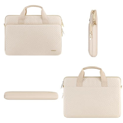 DOMISO 15.6 inch Laptop Case Sleeve Protective Cover Compatible with MacBook Pro 16 M4 M3 M2/Pro Max,15.6-16 inch HP Dell ASUS Lenovo Chromebook,Waterproof Computer Bag with Shoulder Strap,Beige - color: Beige, size: 15.6 inch