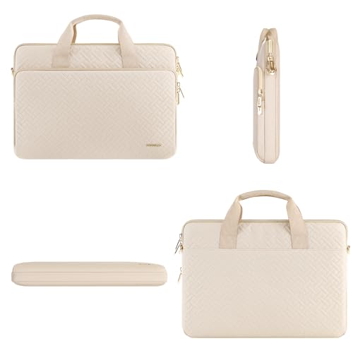 DOMISO 15.6 inch Laptop Case Sleeve Protective Cover Compatible with MacBook Pro 16 M4 M3 M2/Pro Max,15.6-16 inch HP Dell ASUS Lenovo Chromebook,Waterproof Computer Bag with Shoulder Strap,Beige - color: Beige, size: 15.6 inch