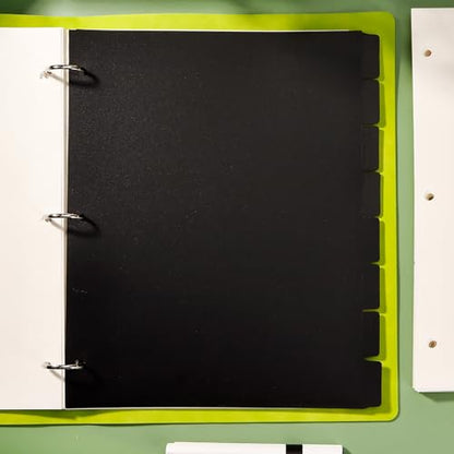 8 Tab Black Binder Dividers, Plastic Binder Dividers for 3 Ring Binders, 8.3 x 11 Inch Index Divider for Binders, 3 Hole Punched Page Divider for Office School Notebooks - color: Black