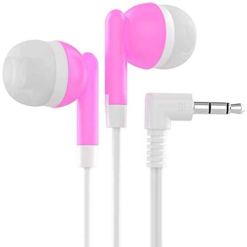 Maeline Bulk Earbuds with 3.5 mm Headphone Plug - 10 Pack - Pink - color: Pink, size: 10 Pack