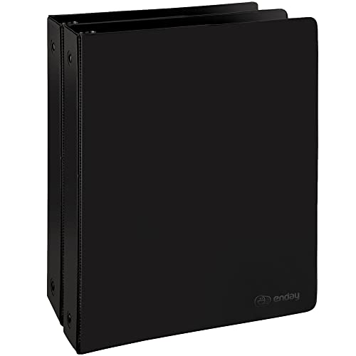 1 Inch 3 Ring Binder 1” Binder Black Clear View Cover with 2 Inside Pockets, Colored School Supplies Office and Home Binders, 2 Pack – by Enday - color: Black, size: 1