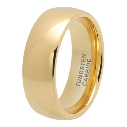 TUTISS 3mm 4mm 5mm 6mm 7mm 8mm 10mm Silver/Gold Tungsten Rings for Men Women Couple Fashion Jewelry Engagement Wedding Bands Domed Polished Comfort Fit - color: 8mm Gold Tungsten