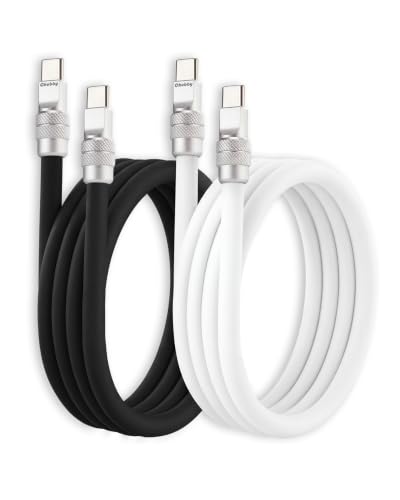 chubbycable Couple Chubby 2 Pack 240W USB C Cable Extra Thick Silicone Fast Charging Cable Compatible with iPhone 17-15 Series iPad Galaxy Series, Black+White, Type-C to Type-C, 3.3FT - color: Black+White, size: 3.3ft (1m), style: Type C-Type C