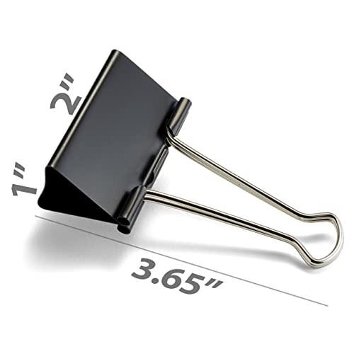 Officemate Large Binder Clips, 2 inch Wide, 1 inch Capacity, Box of 12 (99100) - color: Black, size: Large