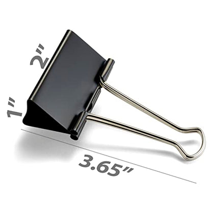 Officemate Large Binder Clips, 2 inch Wide, 1 inch Capacity, Box of 12 (99100) - color: Black, size: Large