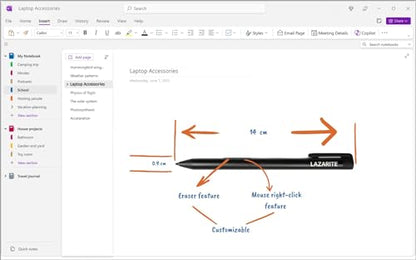 LAZARITE M Pen Black, Active Stylus for Microsoft Surface, Lenovo Yoga 7i/9i, Flex 5, Hp Envy x360/Pavilion x360/Spectre x360, 4096 Pressure Sensitivity, Palm Rejection, Tilt Support - style: M pen Black