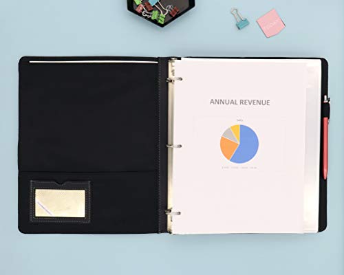 Blue Sky ProView Legacy Black 3 Ring Binder, Letter Size, 1", Textured Faux Leather Cover, Built-in Pockets, Holds 175 Sheets, 6-Pack (10504-C) - size: 1", style: 6 Binders