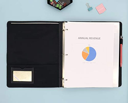 Blue Sky ProView Legacy Black 3 Ring Binder, Letter Size, 1", Textured Faux Leather Cover, Built-in Pockets, Holds 175 Sheets, 6-Pack (10504-C) - size: 1", style: 6 Binders