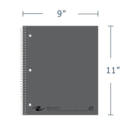 ROARING SPRING 2 Subject Spiral Notebook, 11" x 9", College Ruled, 100 Perforated Sheets, Assorted Glasscoat Covers, 2 Double Storage Pockets, Made in USA - size: 11" x 9" 100 Sheets (Pack of 1), style: Single Notebook