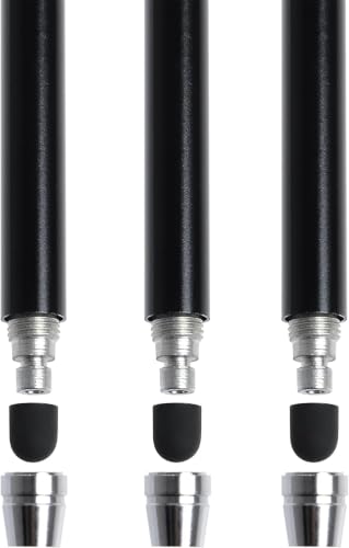 The Friendly Swede Extra Long Stylus Pen for Touchscreen — Set of 3 Thin-Tip High Precision Capacitive 7.3" Stylus Pens - Including Elastic Lanyards, 3 Replaceable Tips & Cleaning Cloth - Black - color: Black