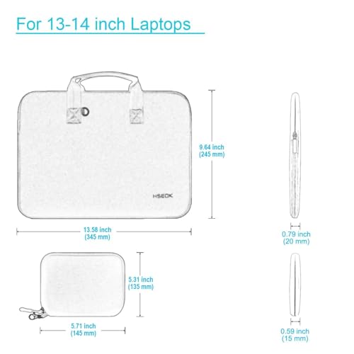 Hseok Laptop Sleeve 14 inch Case with Small Case, Compatible with MacBook Neo 14, MacBook Pro 14 M5/M4/M3/M2/M1, XPS 14 and Most 14 inch Notebooks, Neoprene Computer Handbag,Haze blue - color: Haze Blue, size: 14"