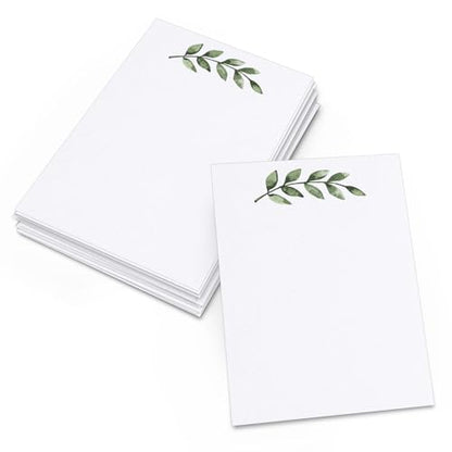 321Done Blank Note Cards, 4x6 Thick Cardstock - Greenery Leaves White Card Stock, Notecards & Stationery for Writing, Stamping, Printing - Made in USA, Set of 50 - No Envelopes - color: Greenery, White, size: 4x6, Vertical
