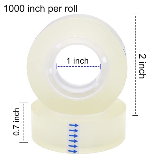 OWLKELA 12 Rolls Transparent Tape Refills, Clear Tape, All-Purpose Transparent Glossy Tape for Office, Home, School | All-Purpose, Transparent Glossy Tape, Ideal for Office, Home and School - size: 12 Pcs