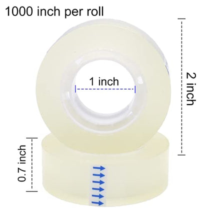 OWLKELA 12 Rolls Transparent Tape Refills, Clear Tape, All-Purpose Transparent Glossy Tape for Office, Home, School | All-Purpose, Transparent Glossy Tape, Ideal for Office, Home and School - size: 12 Pcs