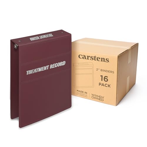 Carstens 2-Inch Heavy Duty Round Ring Binder for Treatment Administration Records – Top Opening, Wine, Case of 16, Durable Plastic, No Pockets, Holds 300 US Letter Sheets, Made in USA, (1786-3RCS) - color: Burgundy, size: 2", Case of 16