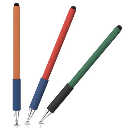 Stylus Pen for Touchscreen(3 Pcs), MEKO 2-in-1 Disc Universal Stylus Touch Screens Pens for Apple/iPhone/iPad/Android/Microsoft/Surface All Capacitive Touch Screens(Red & Orange & Green) - color: Red & Orange & Green